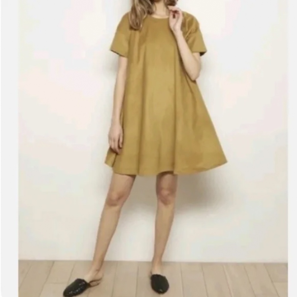 The Odells Anthropologie Brown Corduroy Short Sleeve Mini Tent Dress Womens XS